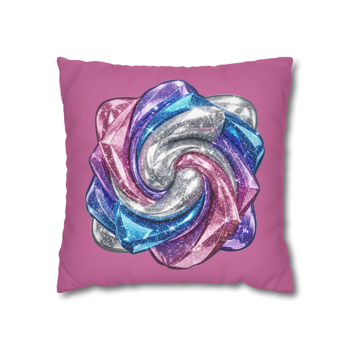3D Glitter Design Light Pink Spun Polyester Square Pillowcase