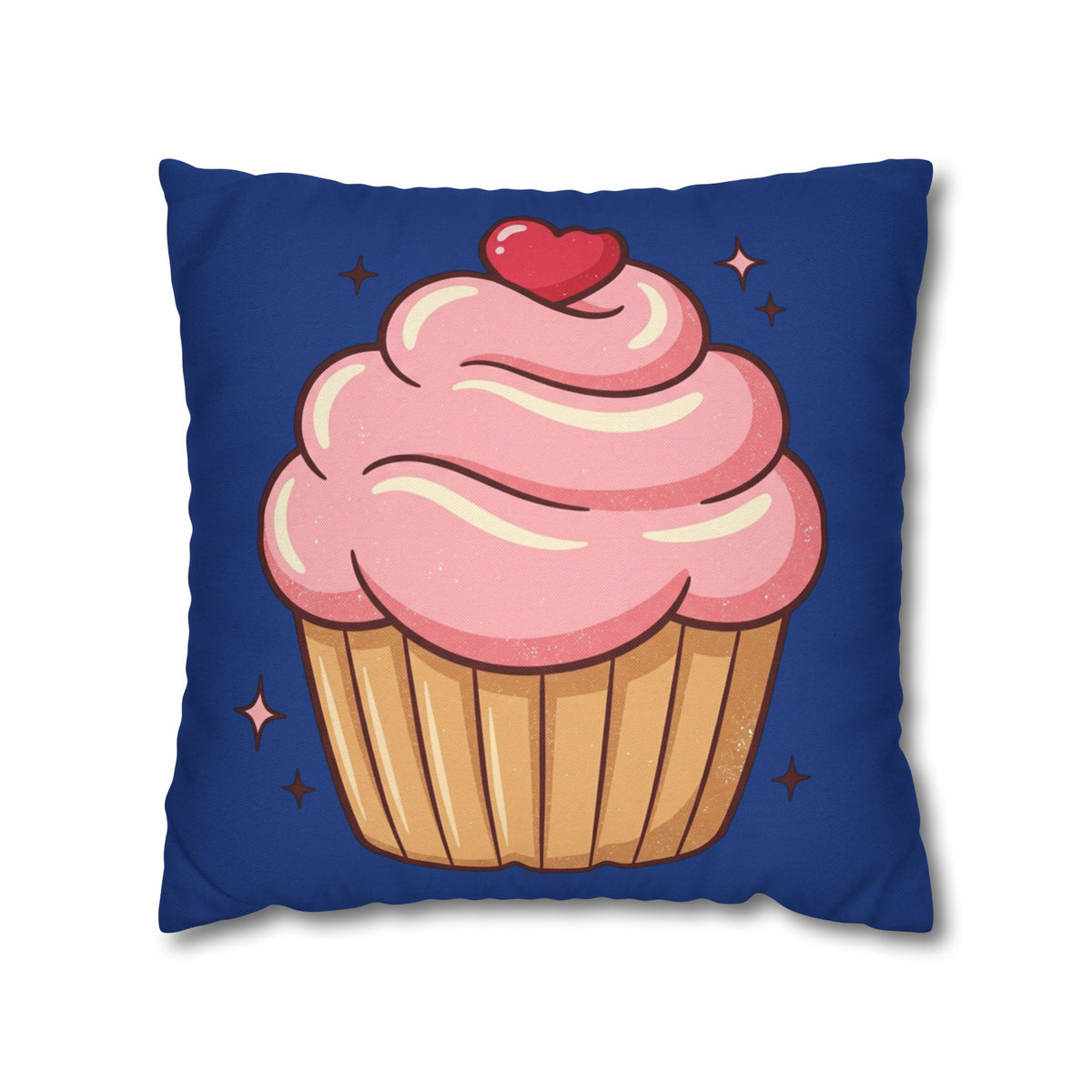Pink Cupcake Spun Polyester Square Pillowcase- Navy