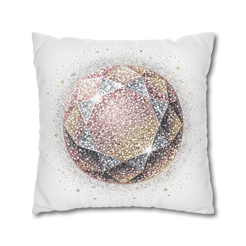 Glittery Spun Polyester Square Pillowcase- White