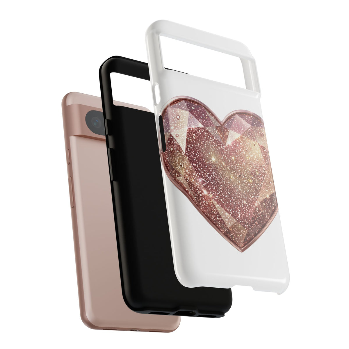 Rose Gold Glitter Crystal Heart Phone Case