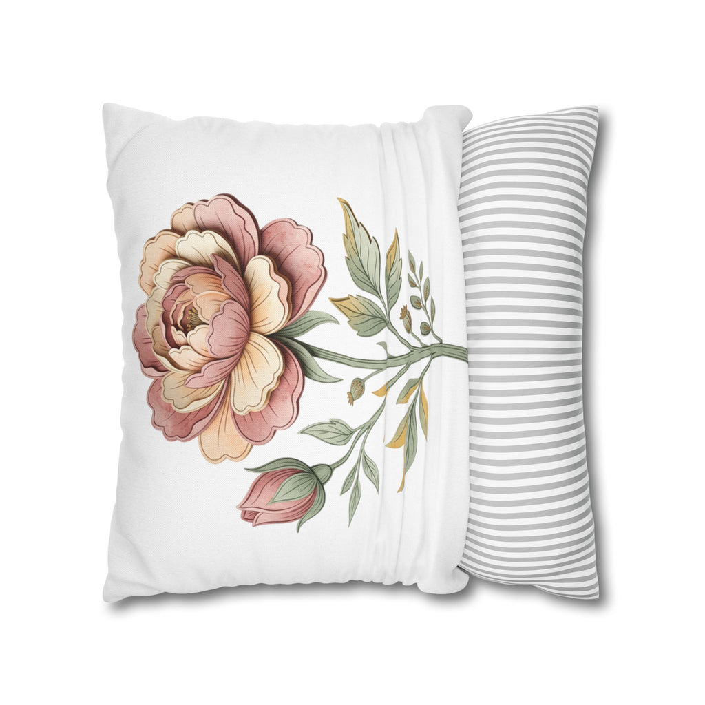 Floral Rose Spun Polyester Square Pillowcase