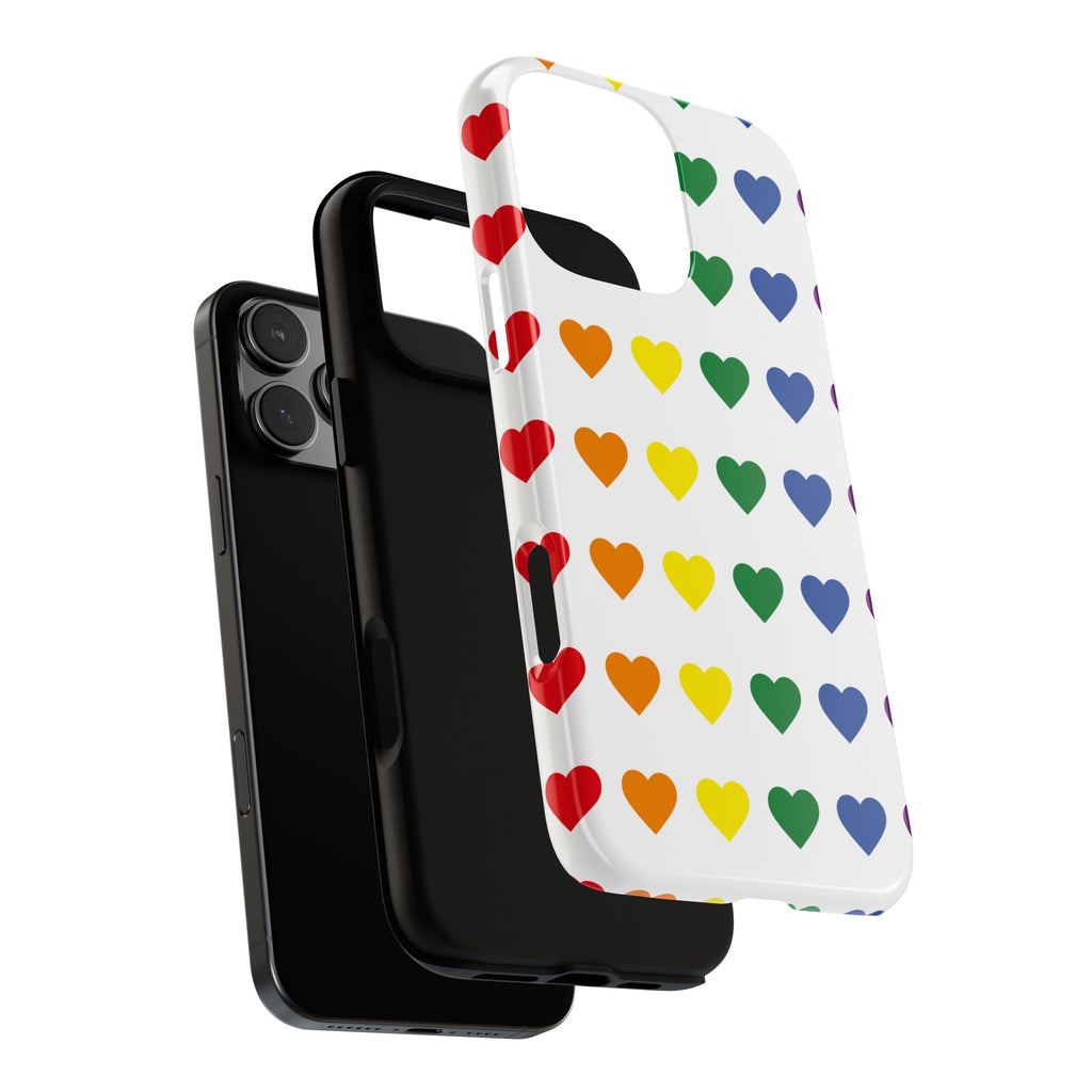 Rainbow Heart Tough Phone Case — Pride Pattern Protective Cover