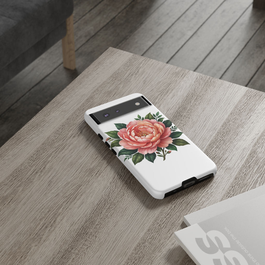 Floral Peony Tough Phone Case — Protective Botanical iPhone Cover