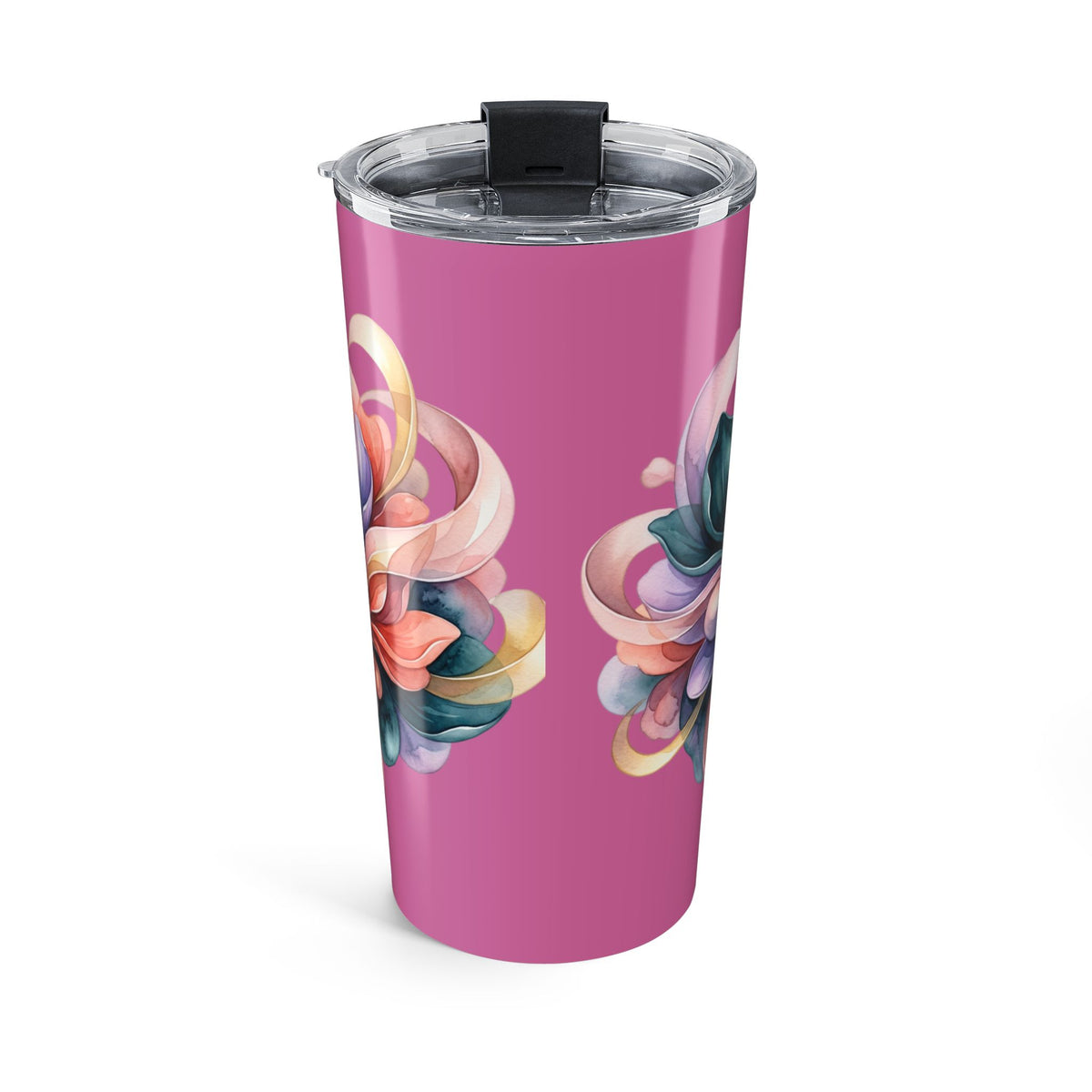 Floral Swirl 20oz Tumbler — Pink Artistic Flower Travel Mug