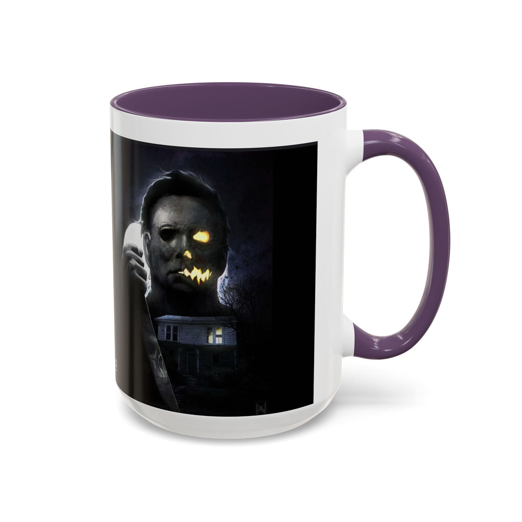 Halloween Michael Myers Accent Coffee Mug — Spooky Horror Movie Jack-O'-Lantern Face (11/15oz)