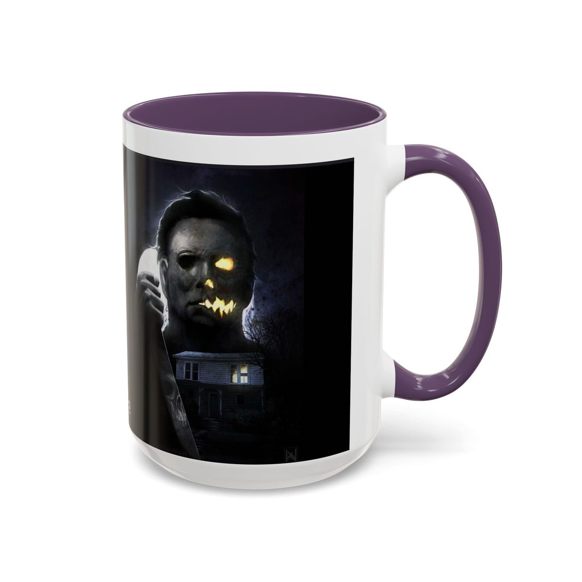 Halloween Michael Myers Accent Coffee Mug — Spooky Horror Movie Jack-O'-Lantern Face (11/15oz)