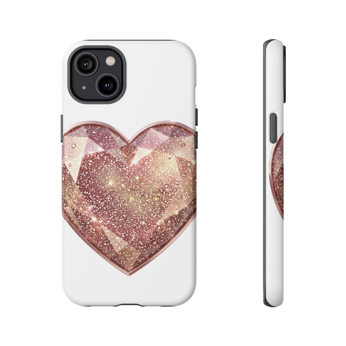 Rose Gold Glitter Crystal Heart Phone Case
