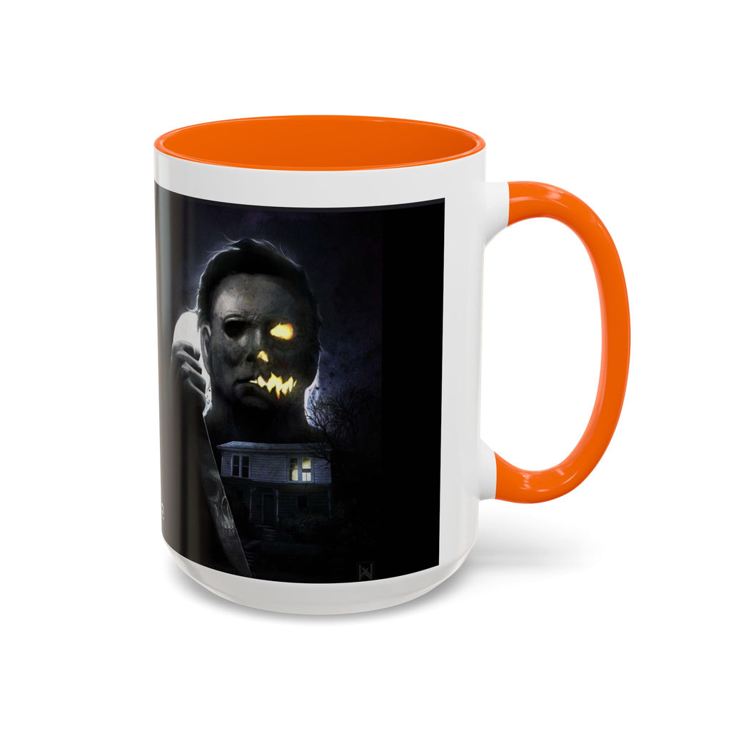 Halloween Michael Myers Accent Coffee Mug — Spooky Horror Movie Jack-O'-Lantern Face (11/15oz)