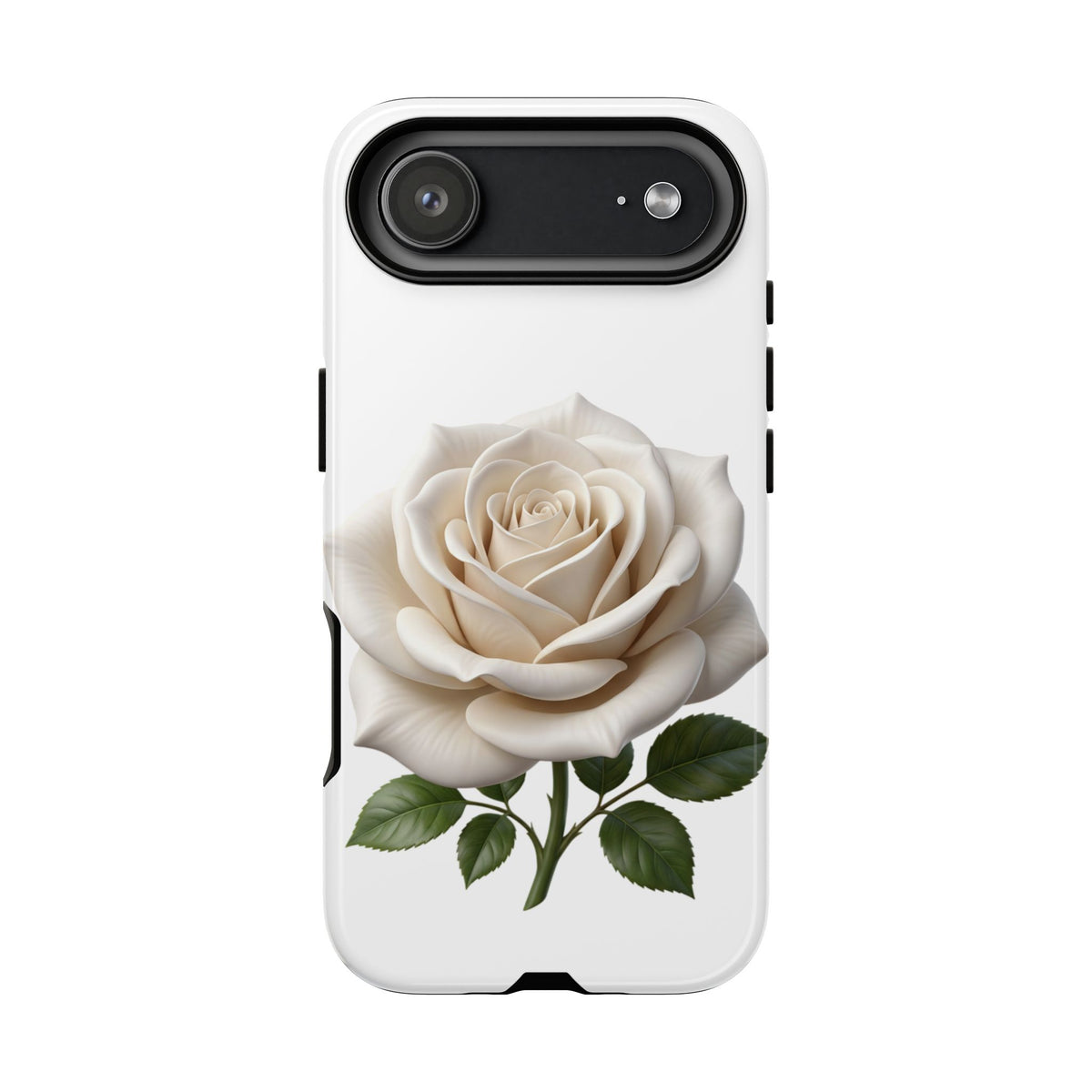 White Rose Tough Phone Case – Elegant Floral Protective Cover
