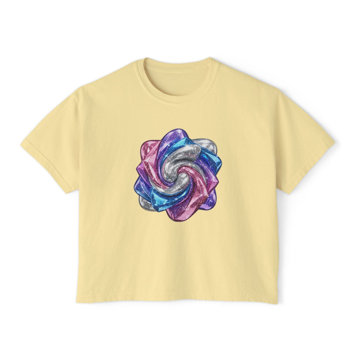 3D Glitter Design Women's Boxy Tee