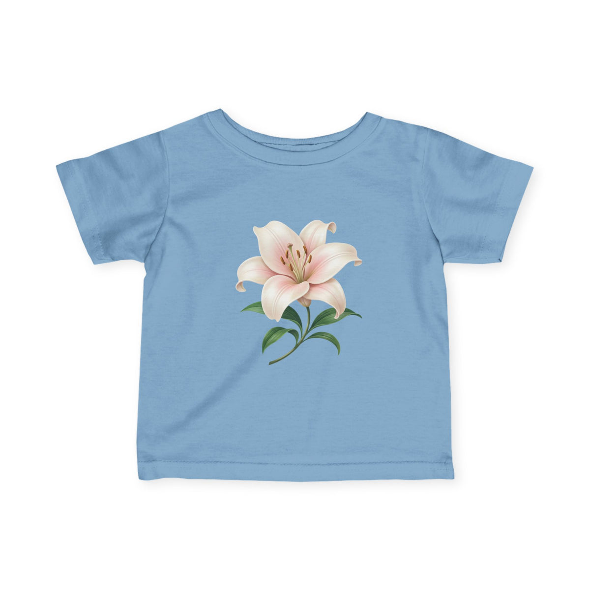Infant Tee with Soft Pink Lily Floral Print — Baby Girl Spring Outfit