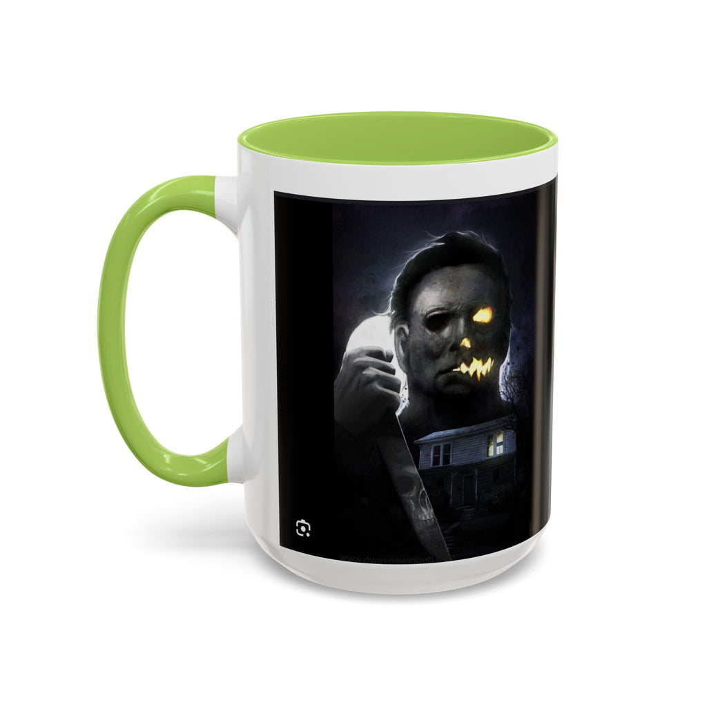 Halloween Michael Myers Accent Coffee Mug — Spooky Horror Movie Jack-O'-Lantern Face (11/15oz)