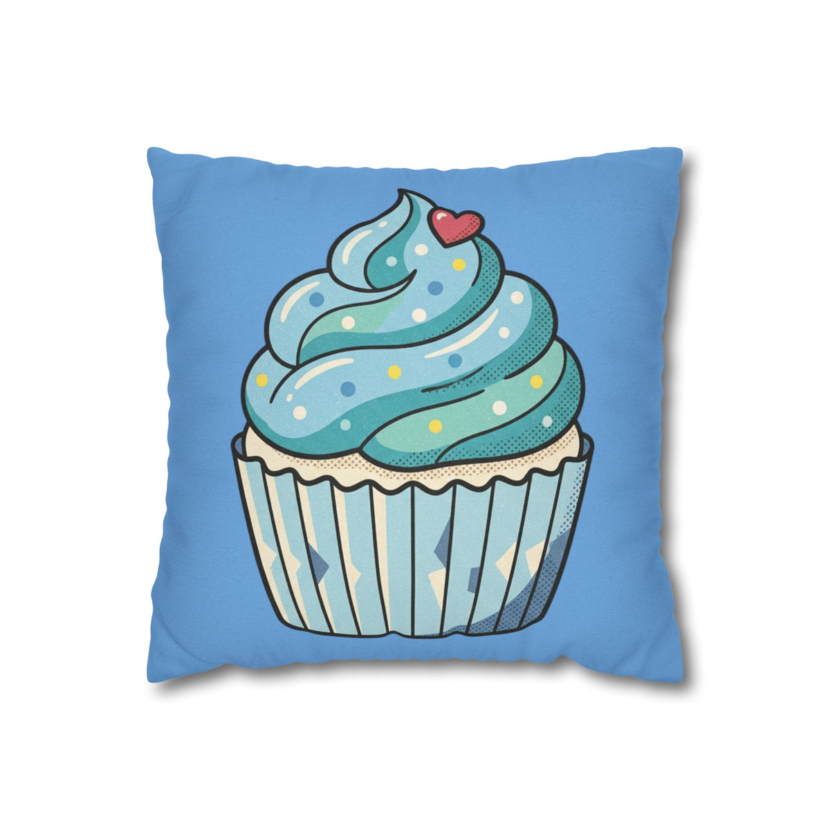 Blue Cupcake Throw Pillowcase — Cute Dessert Decorative Cushion Cover- Light Blue