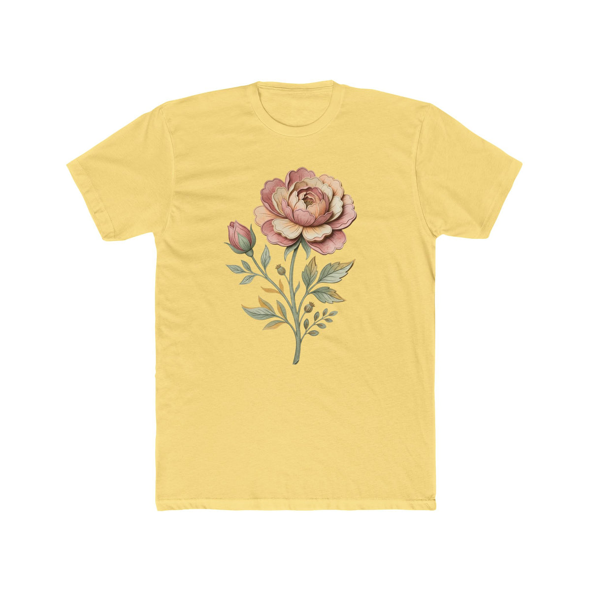Floral Rose Crew Tee — Vintage Watercolor Peony T-Shirt