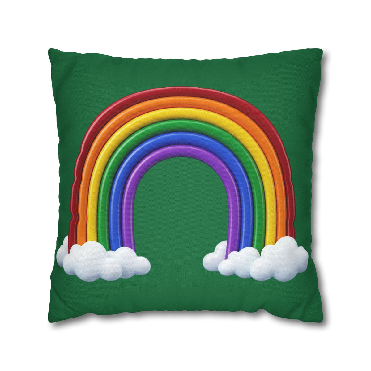 Rainbow Dark Green Spun Polyester Square Pillowcase
