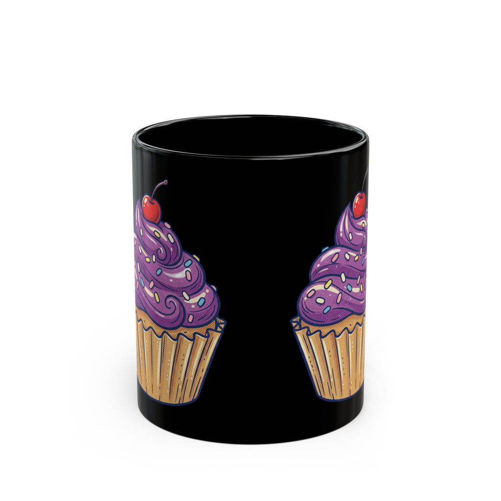 Purple Frosting Cupcake Black Mug (11oz, 15oz)