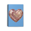 Sparkling Rose Gold Heart Spiral Notebook — Ruled Journal for Notes & Journaling- Light Blue
