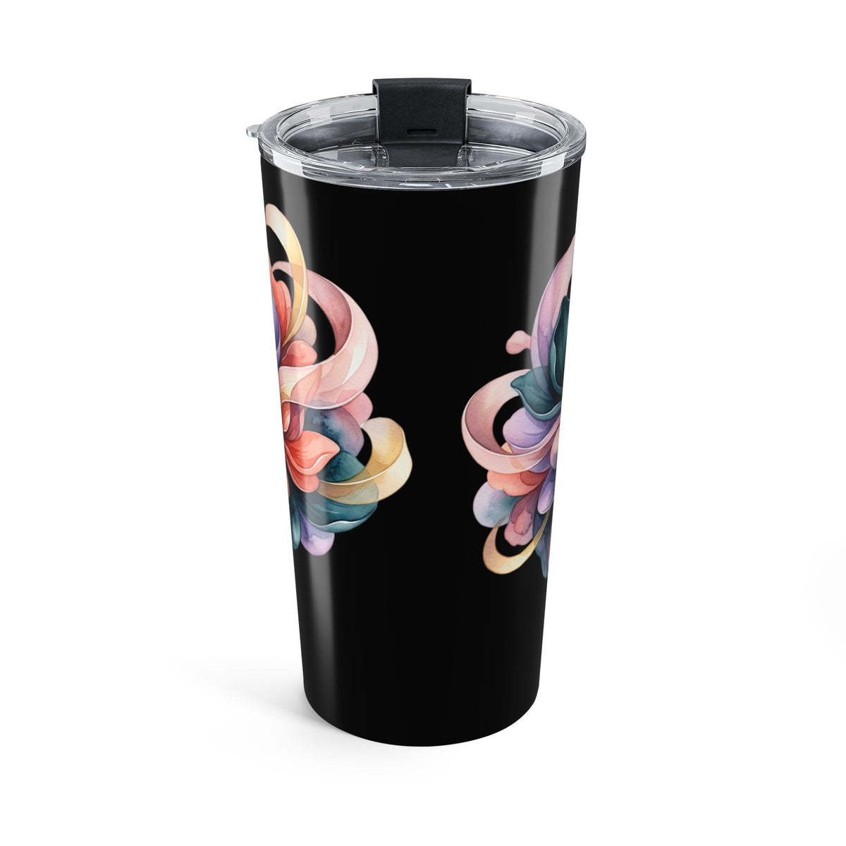 20oz Floral Swirl Tumbler — Colorful Abstract Blossom Travel Cup
