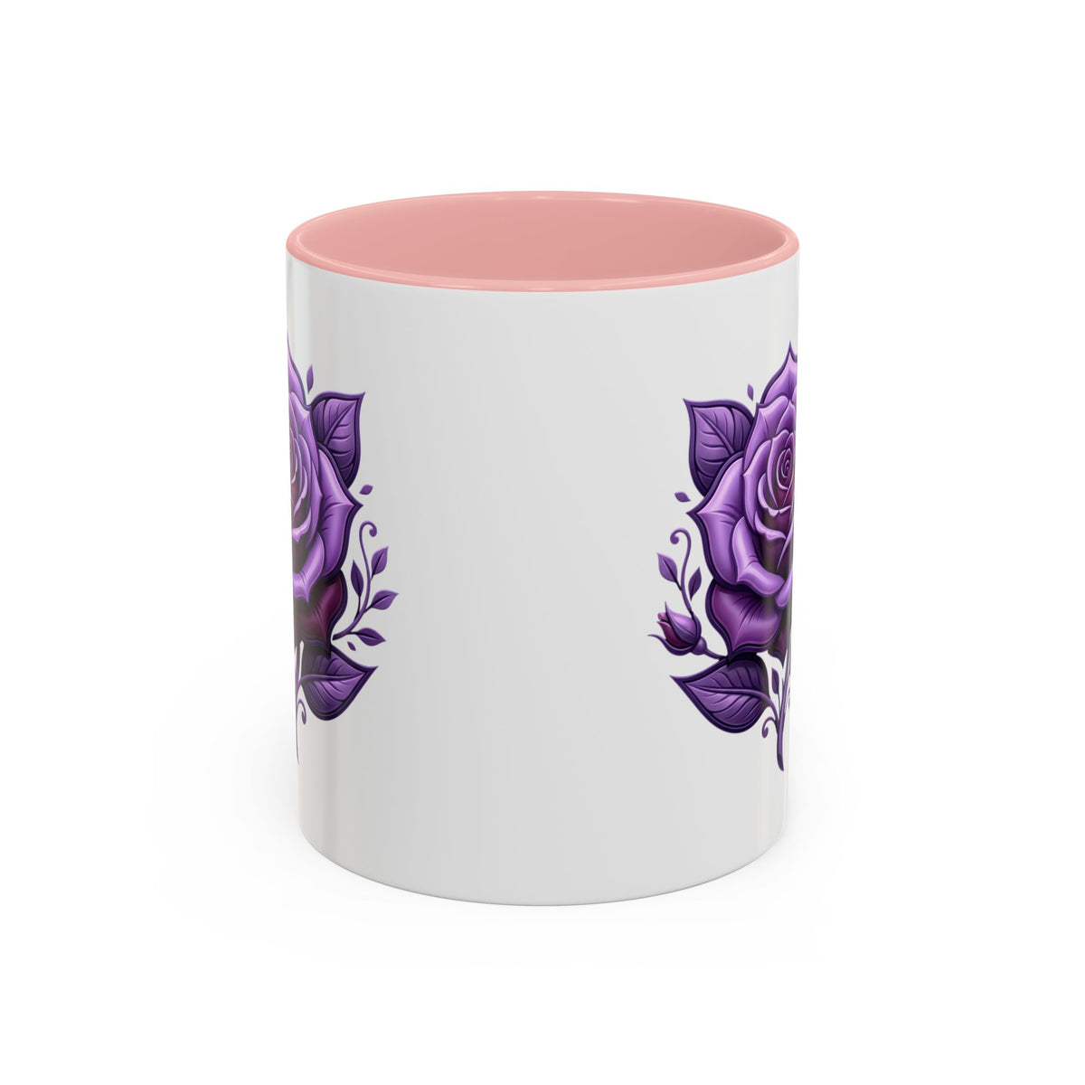 Purple Rose Accent Coffee Mug — Floral Gothic Tea Cup for Women & Gifts