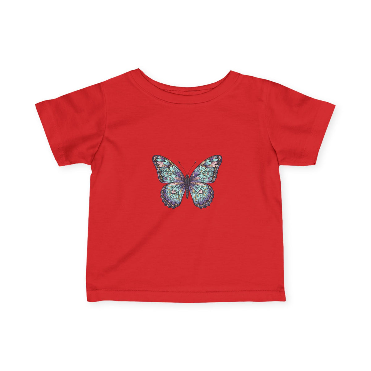 Infant Butterfly Tee — Pastel Blue Floral Butterfly Baby Shirt