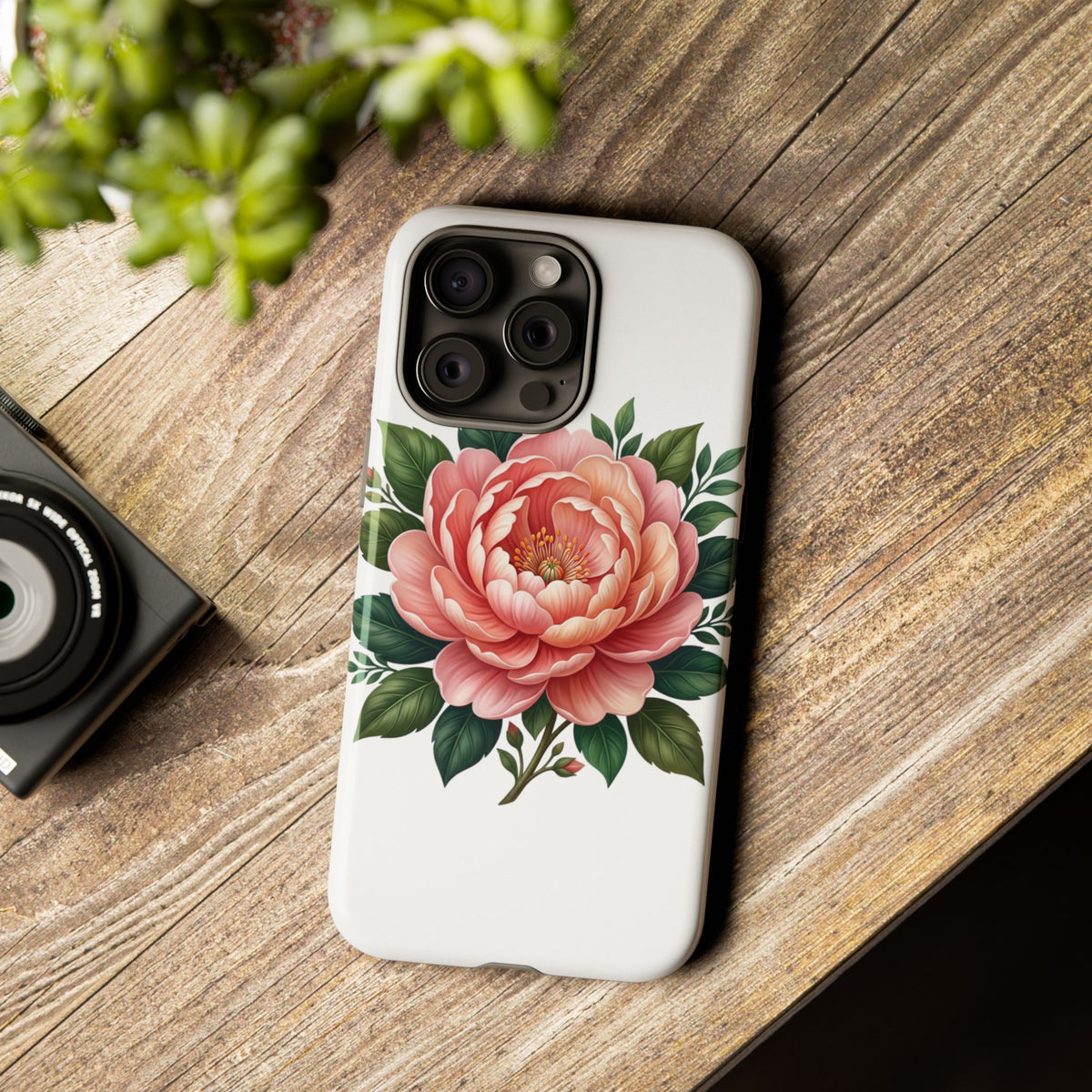 Floral Peony Tough Phone Case — Protective Botanical iPhone Cover