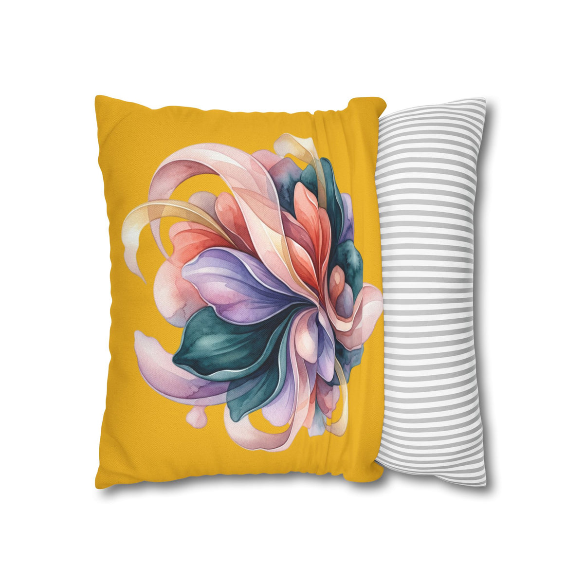 Floral Swirl Decorative Pillowcase — Vibrant Yellow Abstract Flower Accent
