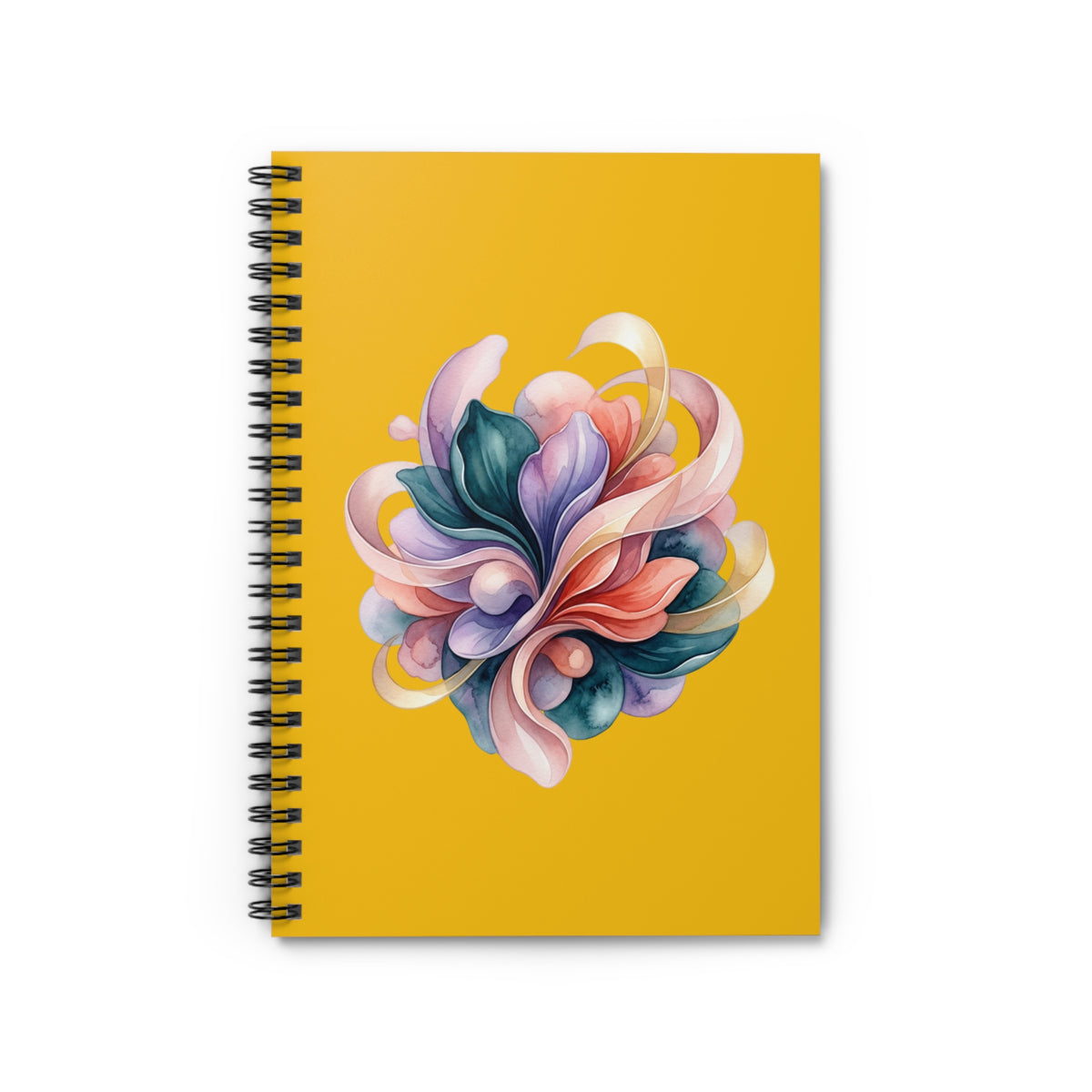 Floral Swirl Spiral Notebook — Yellow Ruled Journal