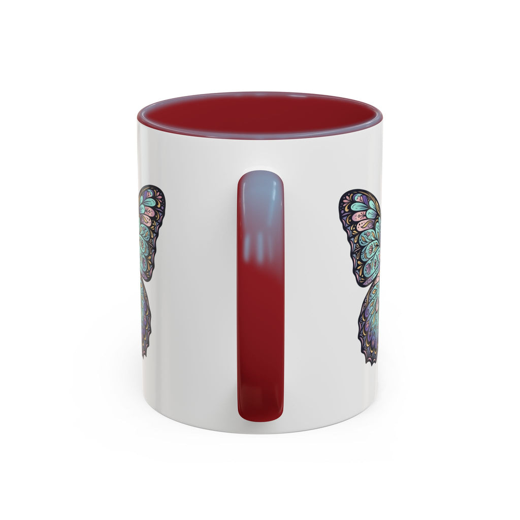 Butterfly Accent Coffee Mug — Teal Mandala Wing Design (11/15oz)