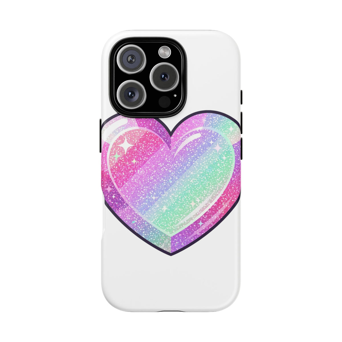 Pastel Glitter Heart Tough Phone Case — Cute Protective Phone Cover