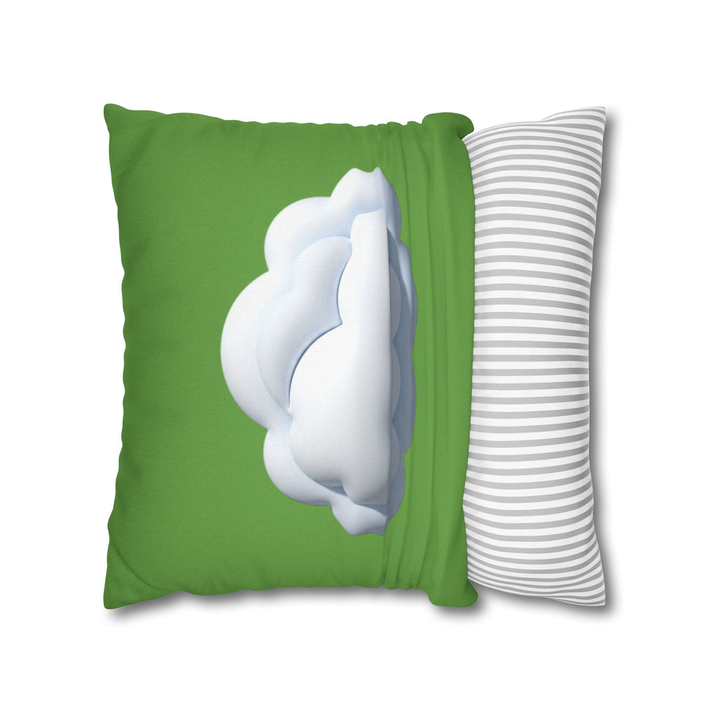 Green Cloud Decorative Pillowcase — Soft White Cloud Accent Cushion Cover