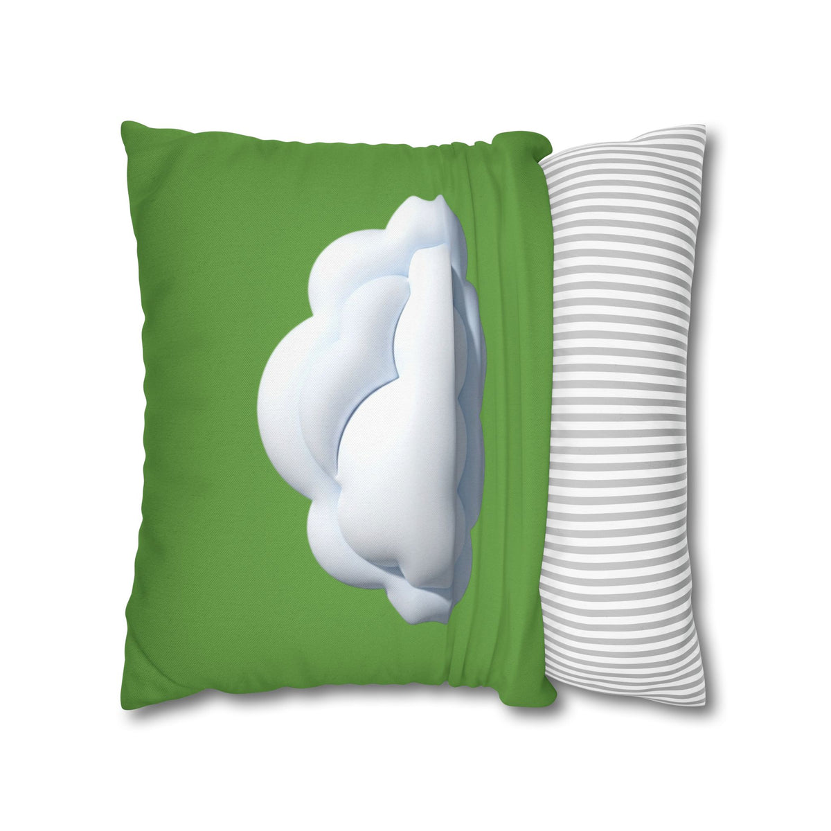 Green Cloud Decorative Pillowcase — Soft White Cloud Accent Cushion Cover