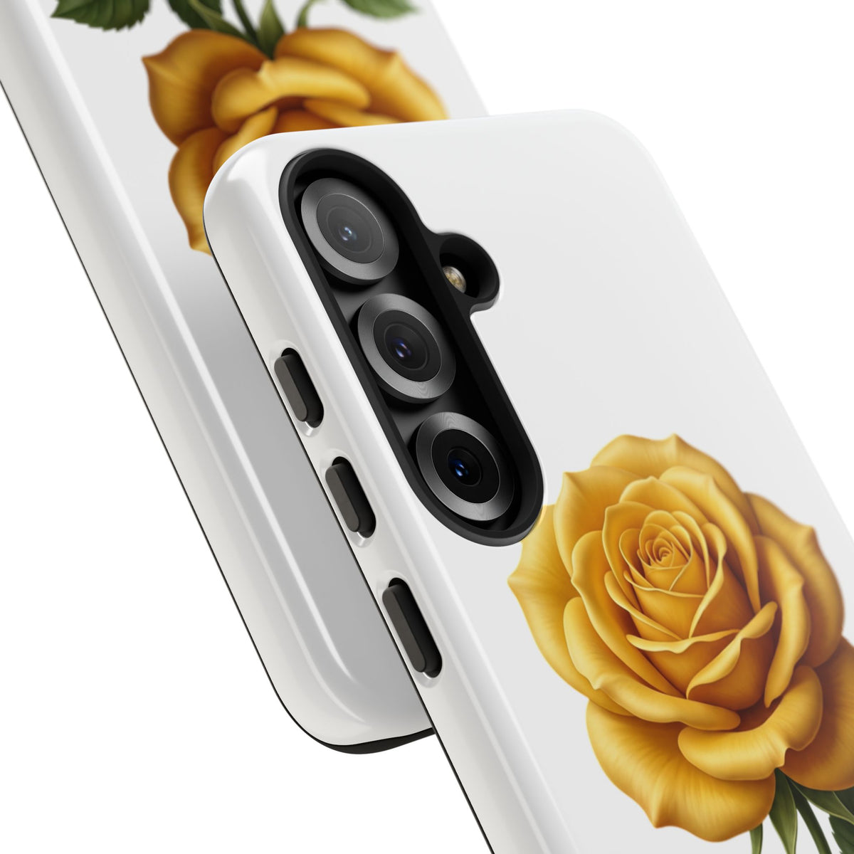 Yellow Rose Phone Case — Vintage Floral Tough Protective Cover