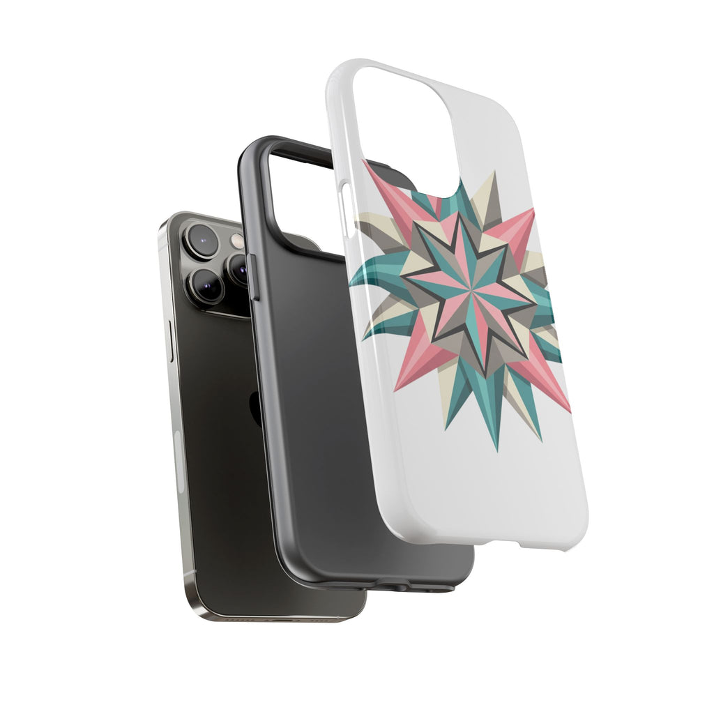 Geometric Star Tough Phone Case – Pink Teal Compass Design