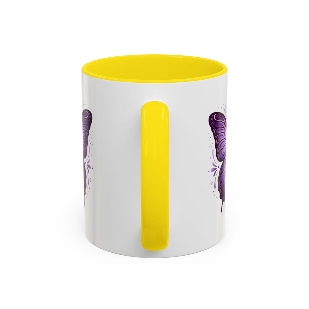 Purple Butterfly Accent Coffee Mug — 11oz & 15oz Decorative Tea Cup