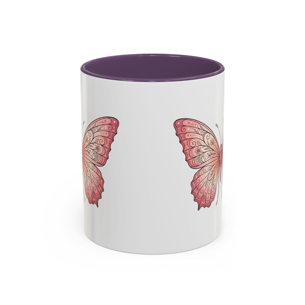 Pink Watercolor Butterfly Accent Coffee Mug — Floral Boho Tea & Coffee Cup (11/15oz)
