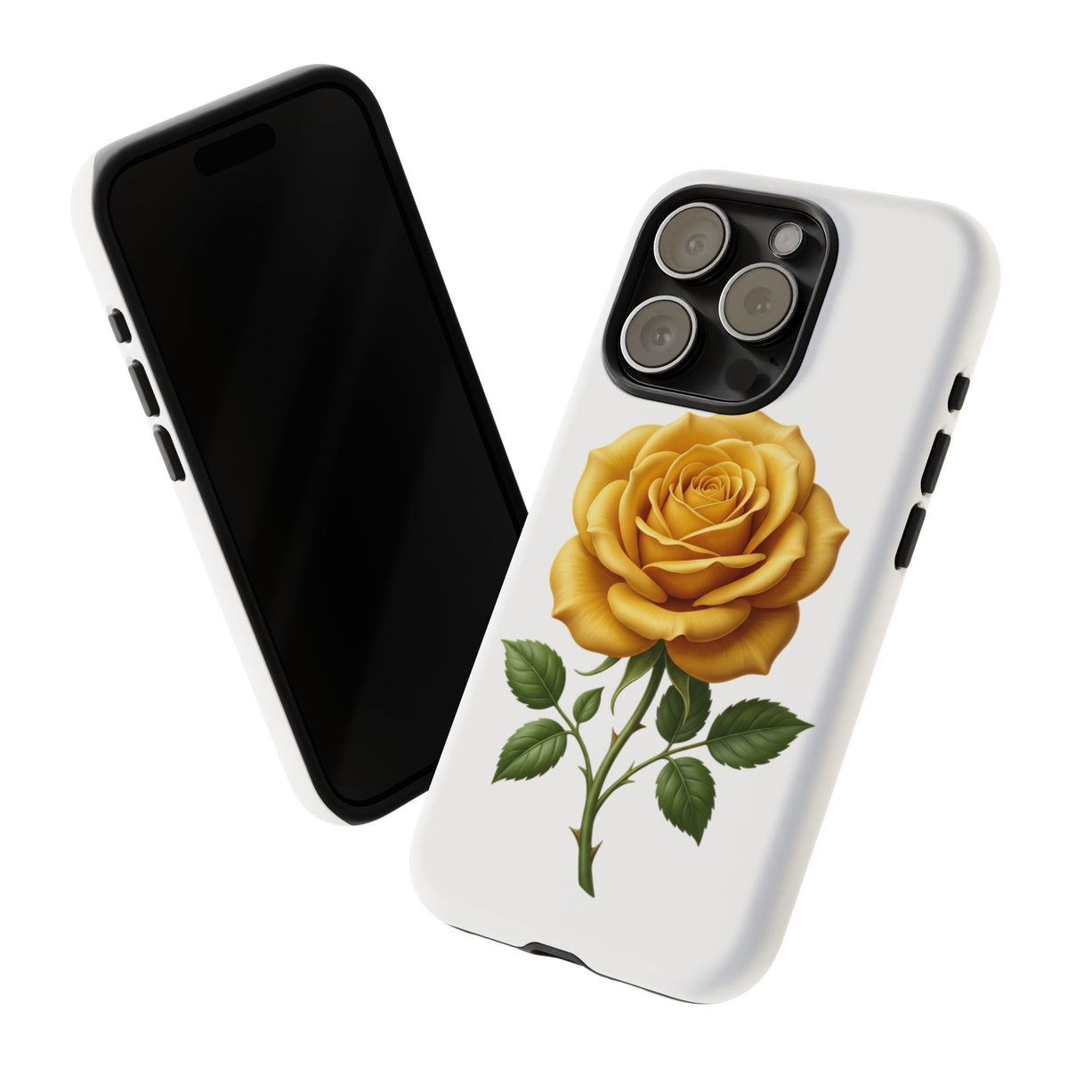 Yellow Rose Phone Case — Vintage Floral Tough Protective Cover