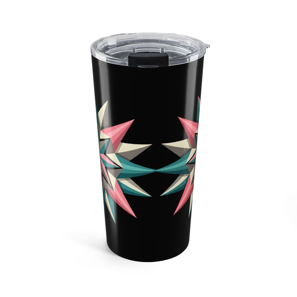 20oz Geometric Star Tumbler – Retro Pastel Tribal Travel Mug- Black