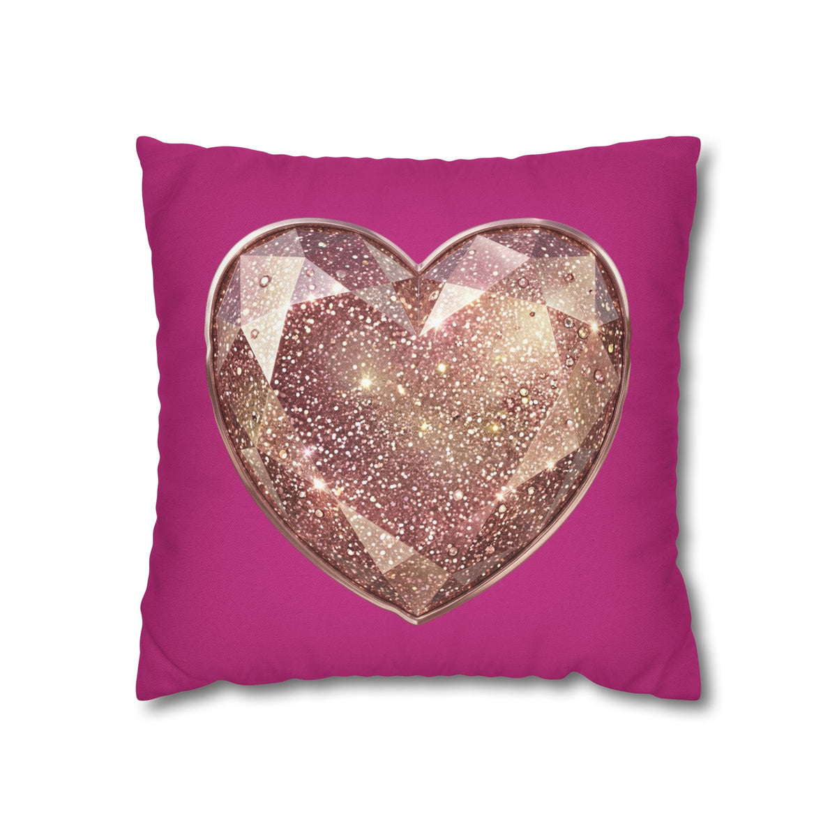 Sparkling Rose Gold Heart Throw Pillowcase- Magenta