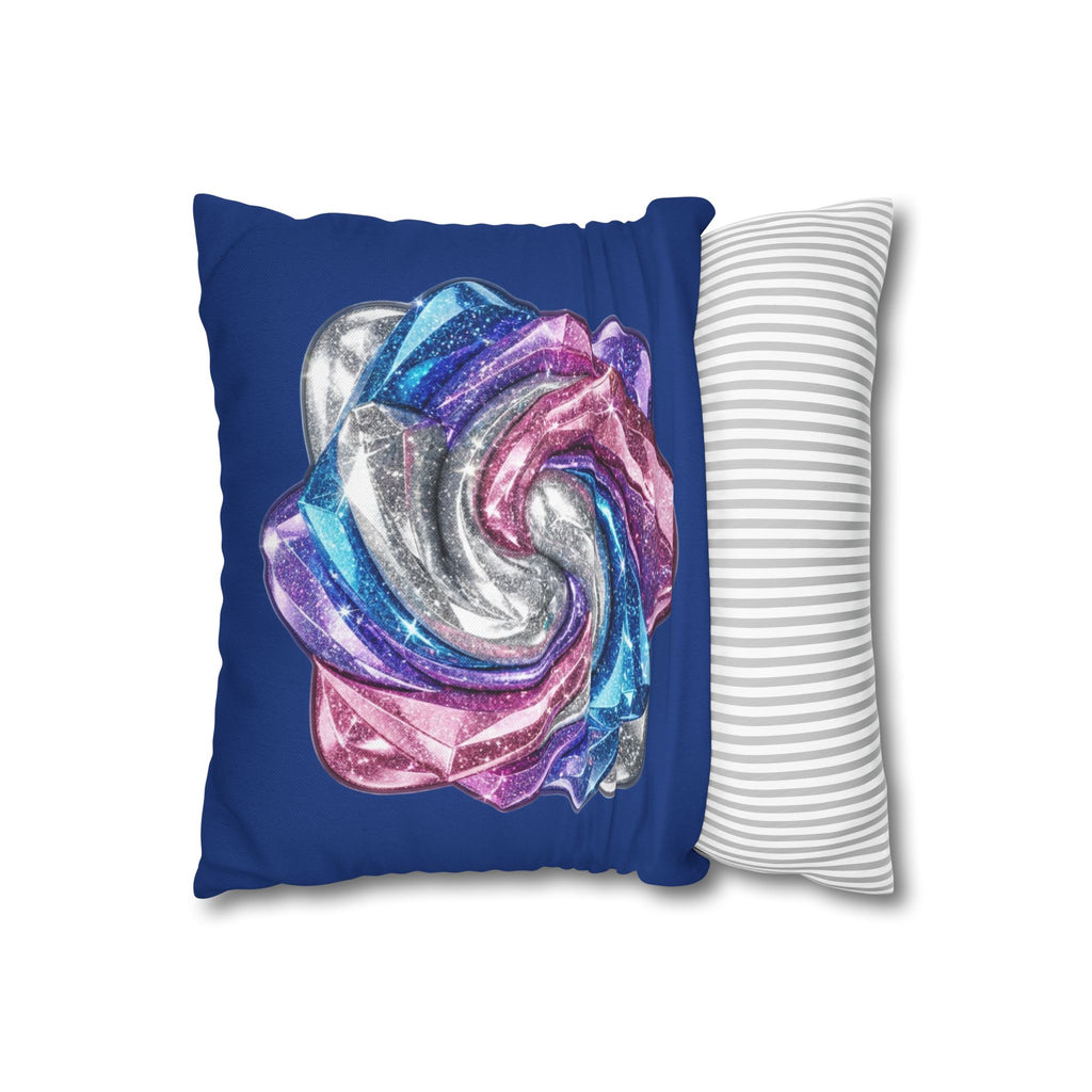 3D Glitter Design Navy Spun Polyester Square Pillowcase