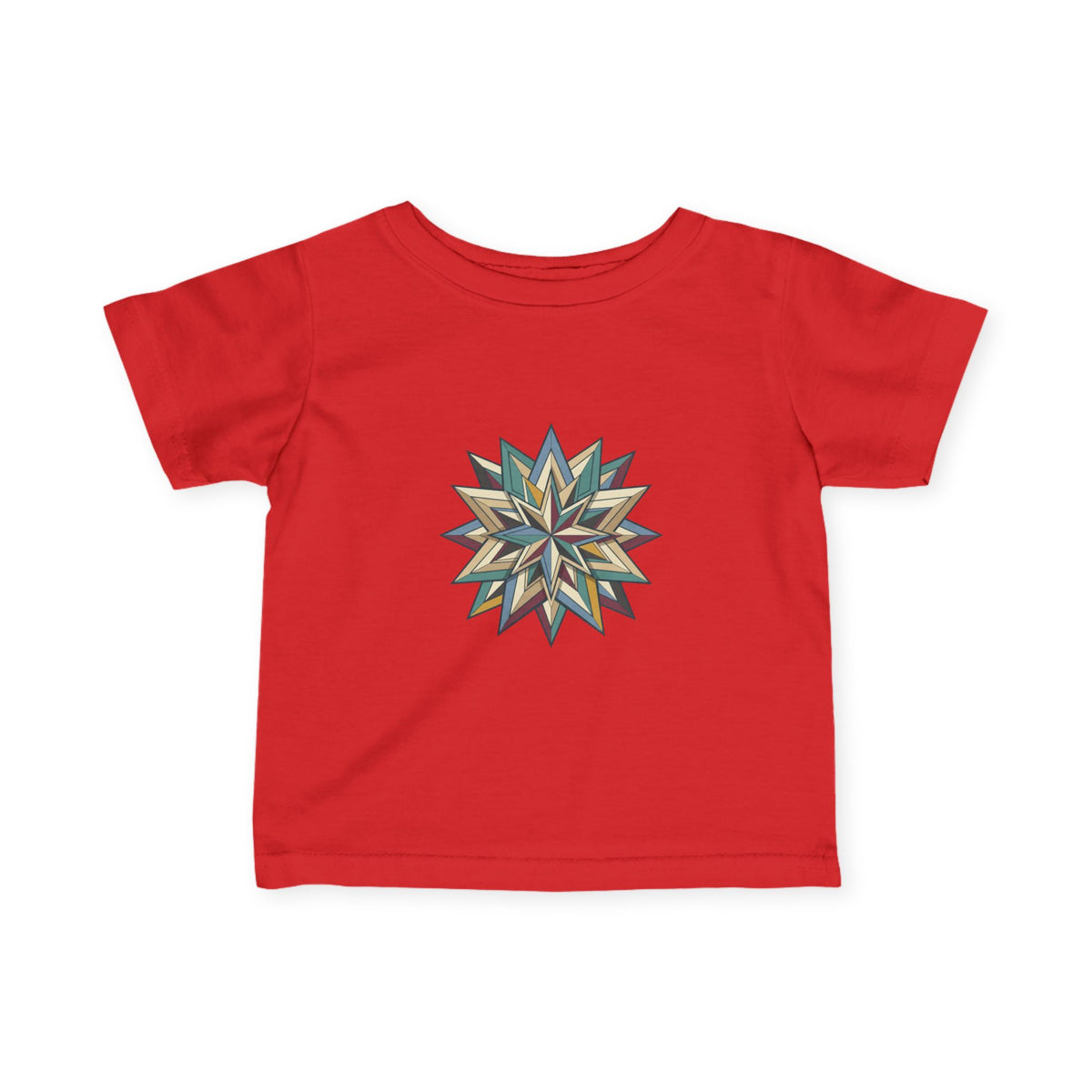 Infant Tee with Geometric Starburst Design — Neutral Baby Shirt, Modern Nursery Gift