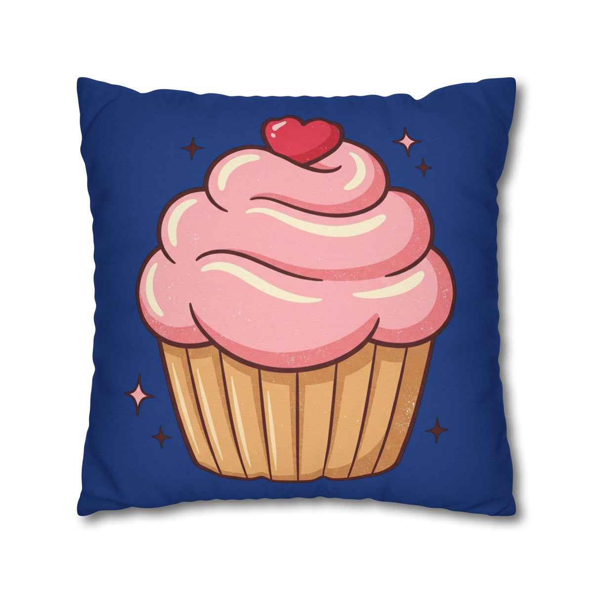 Pink Cupcake Spun Polyester Square Pillowcase- Navy