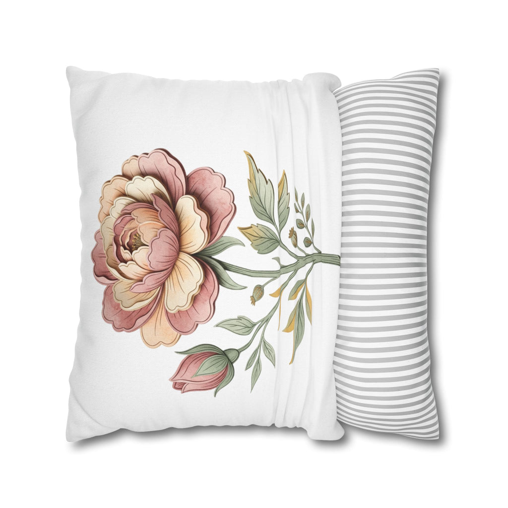 Floral Rose Spun Polyester Square Pillowcase