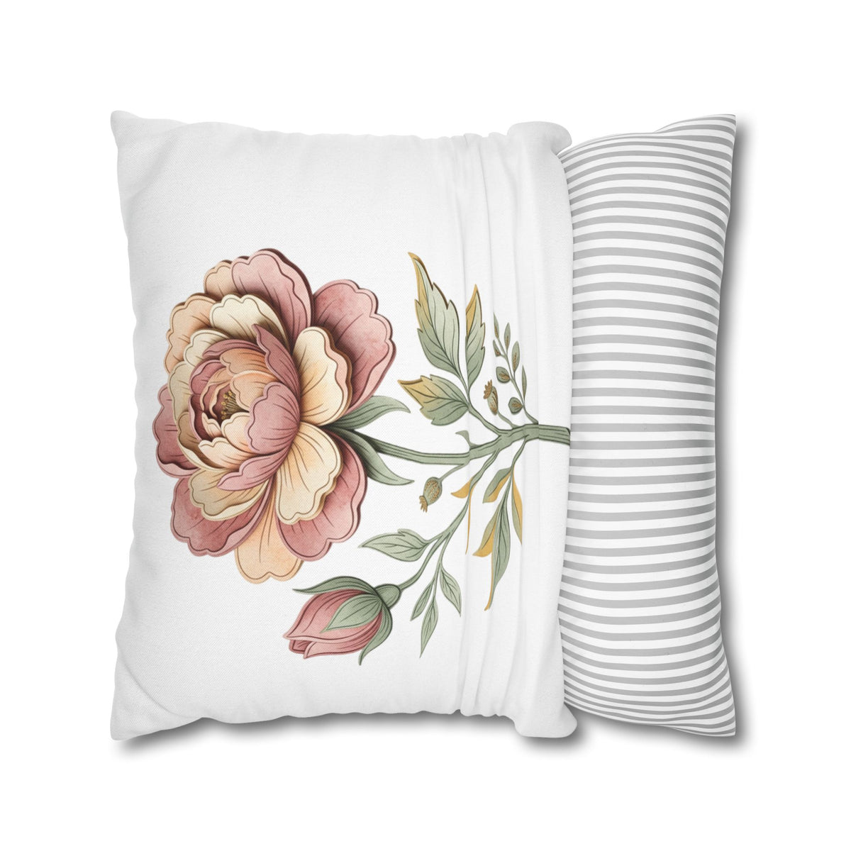 Floral Rose Spun Polyester Square Pillowcase