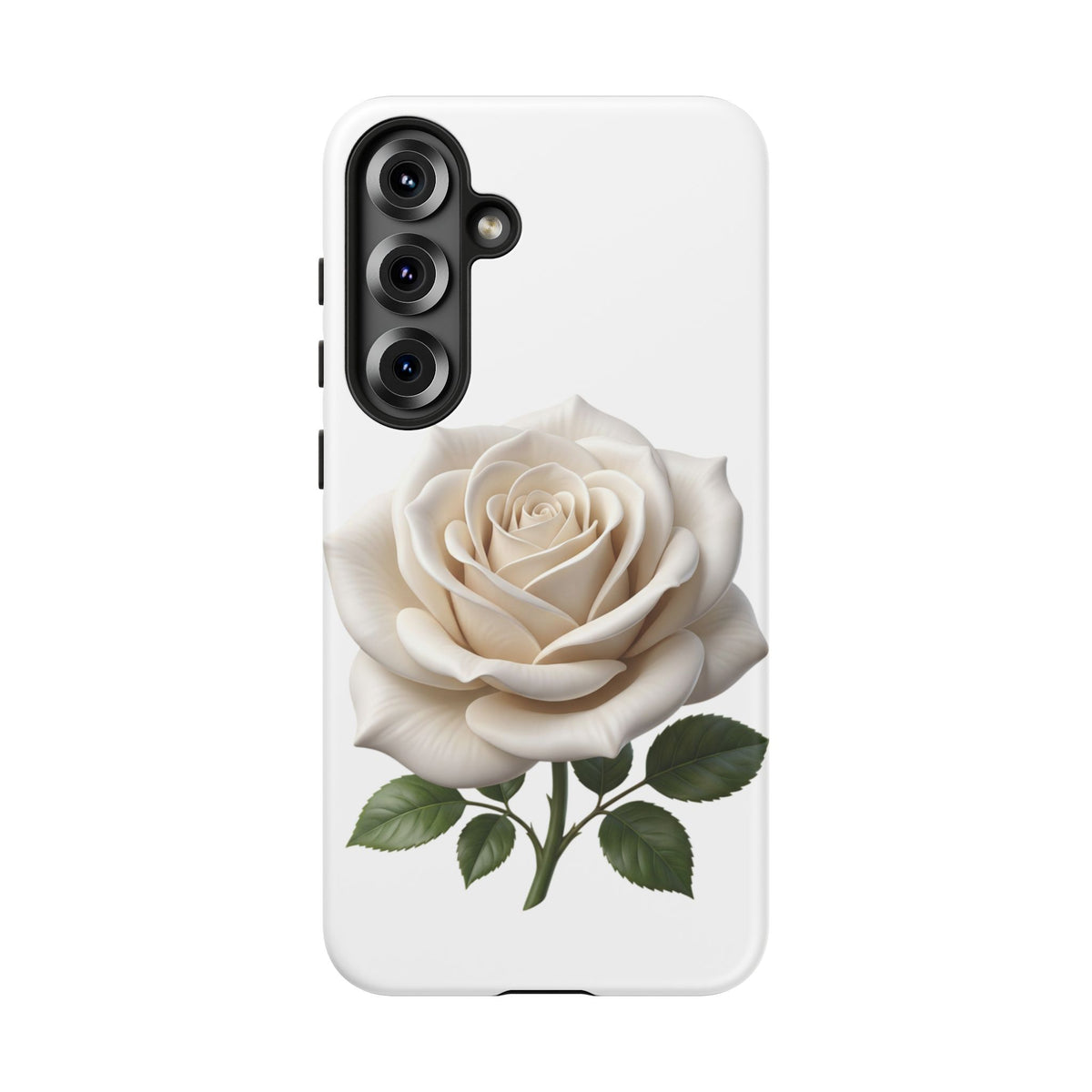 White Rose Tough Phone Case – Elegant Floral Protective Cover