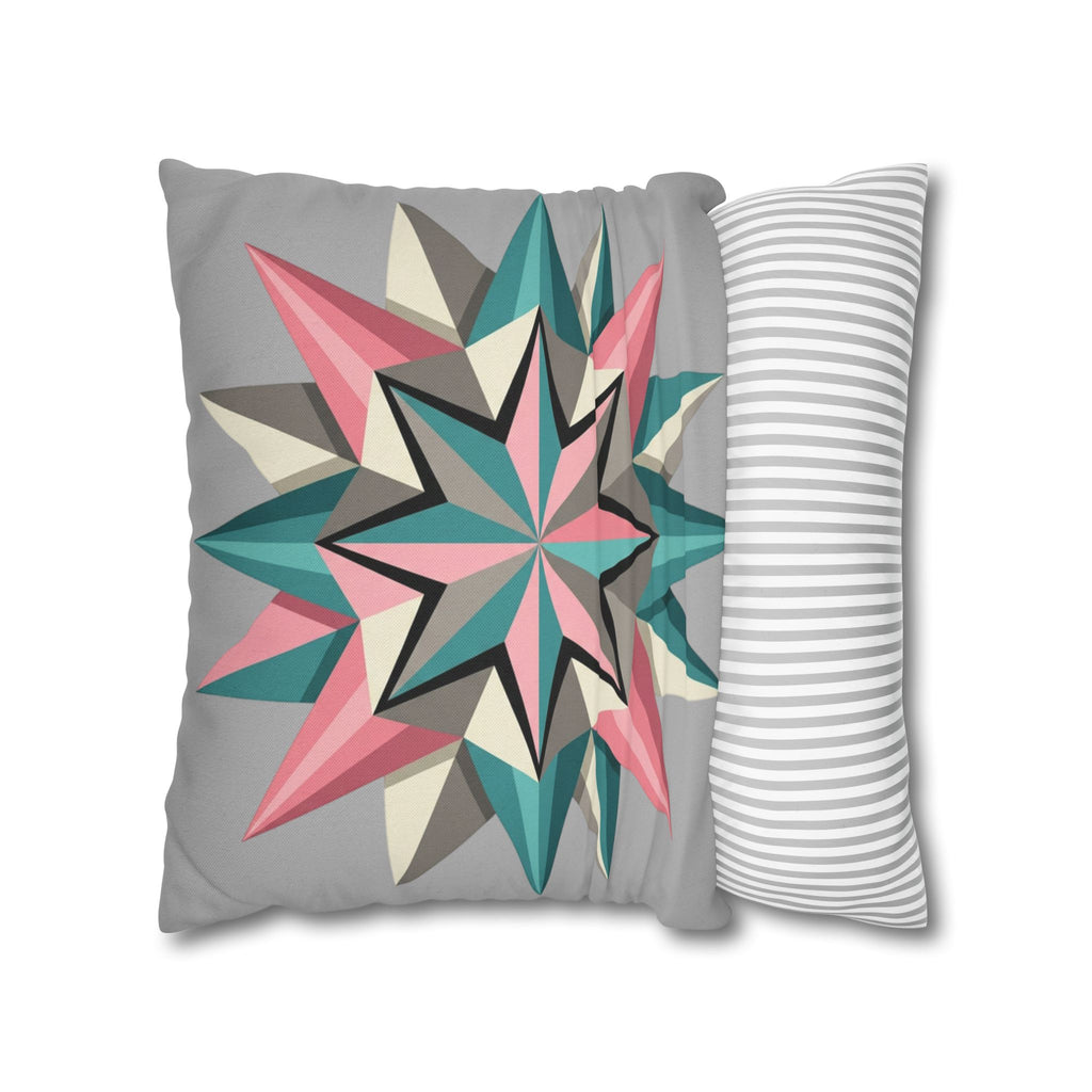 Geometric Starburst Throw Pillowcase — Pink Teal Modern Accent