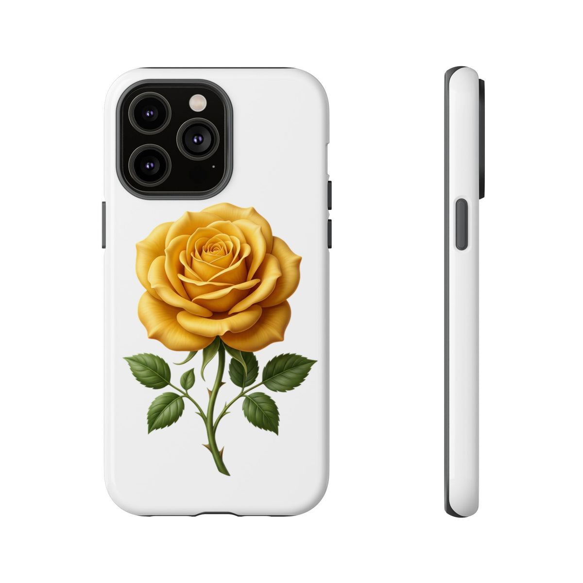 Yellow Rose Phone Case — Vintage Floral Tough Protective Cover