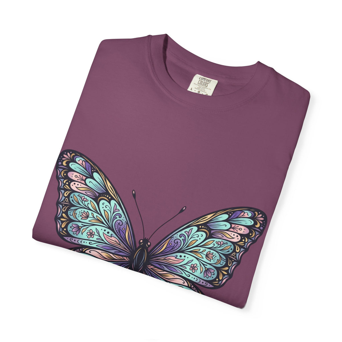 Butterfly Art T‑Shirt — Blue Purple Ornamental Butterfly Graphic Tee