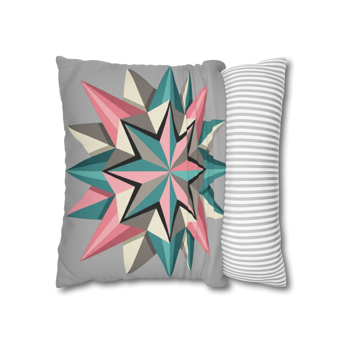 Geometric Starburst Throw Pillowcase — Pink Teal Modern Accent