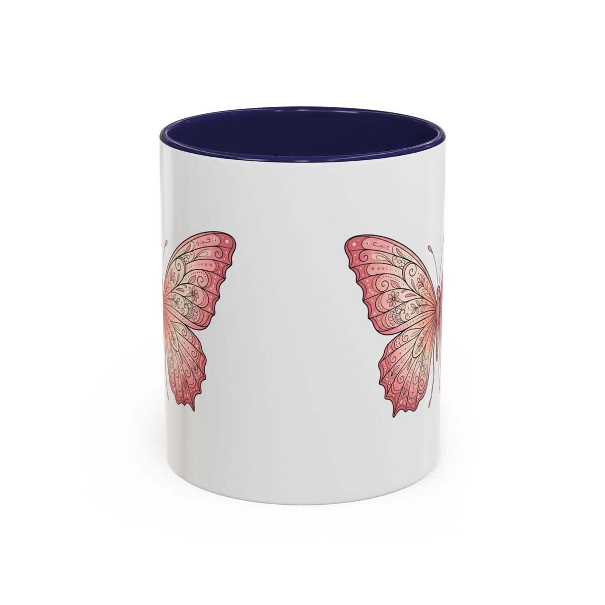 Pink Watercolor Butterfly Accent Coffee Mug — Floral Boho Tea & Coffee Cup (11/15oz)