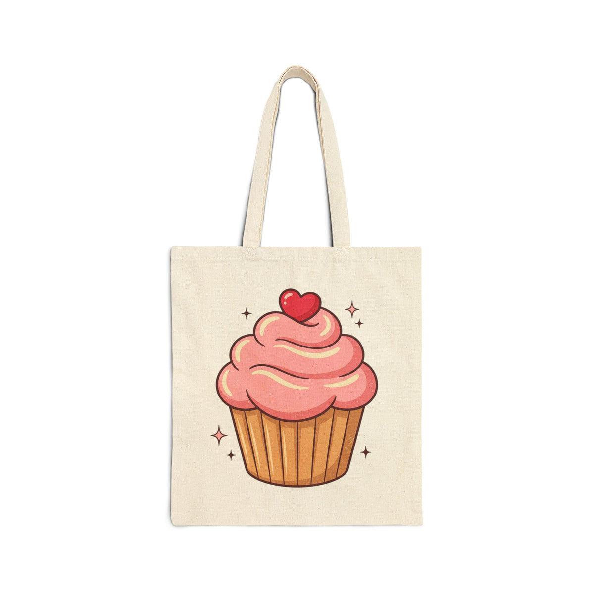 Cupcake Tote Bag — Cute Pink Heart Cupcake Canvas Tote for Baking Lovers